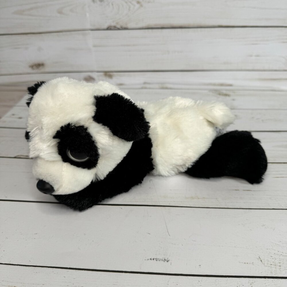 Aurora World Realistic Panda 10" Plush Stuffed Animal Black White Laying Down
